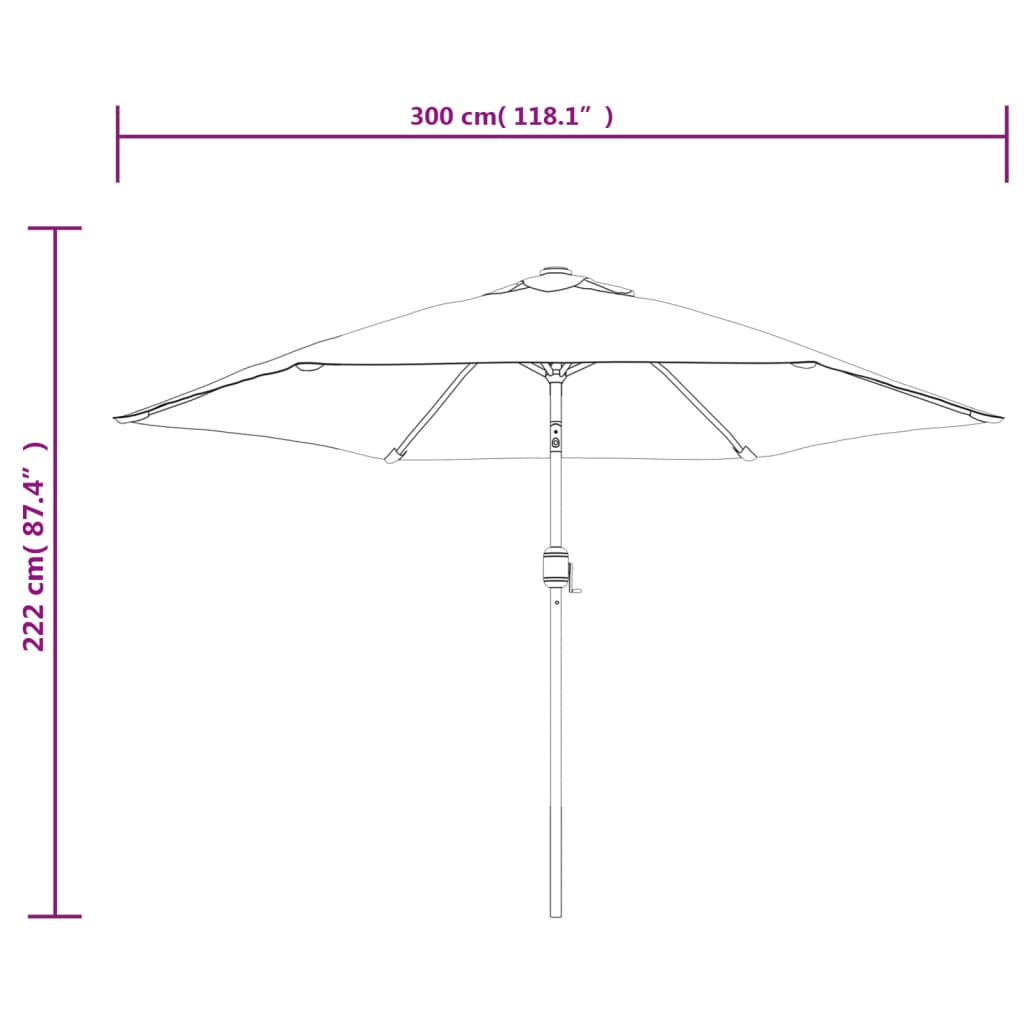 Parasol met stalen paal 3 m zandwit