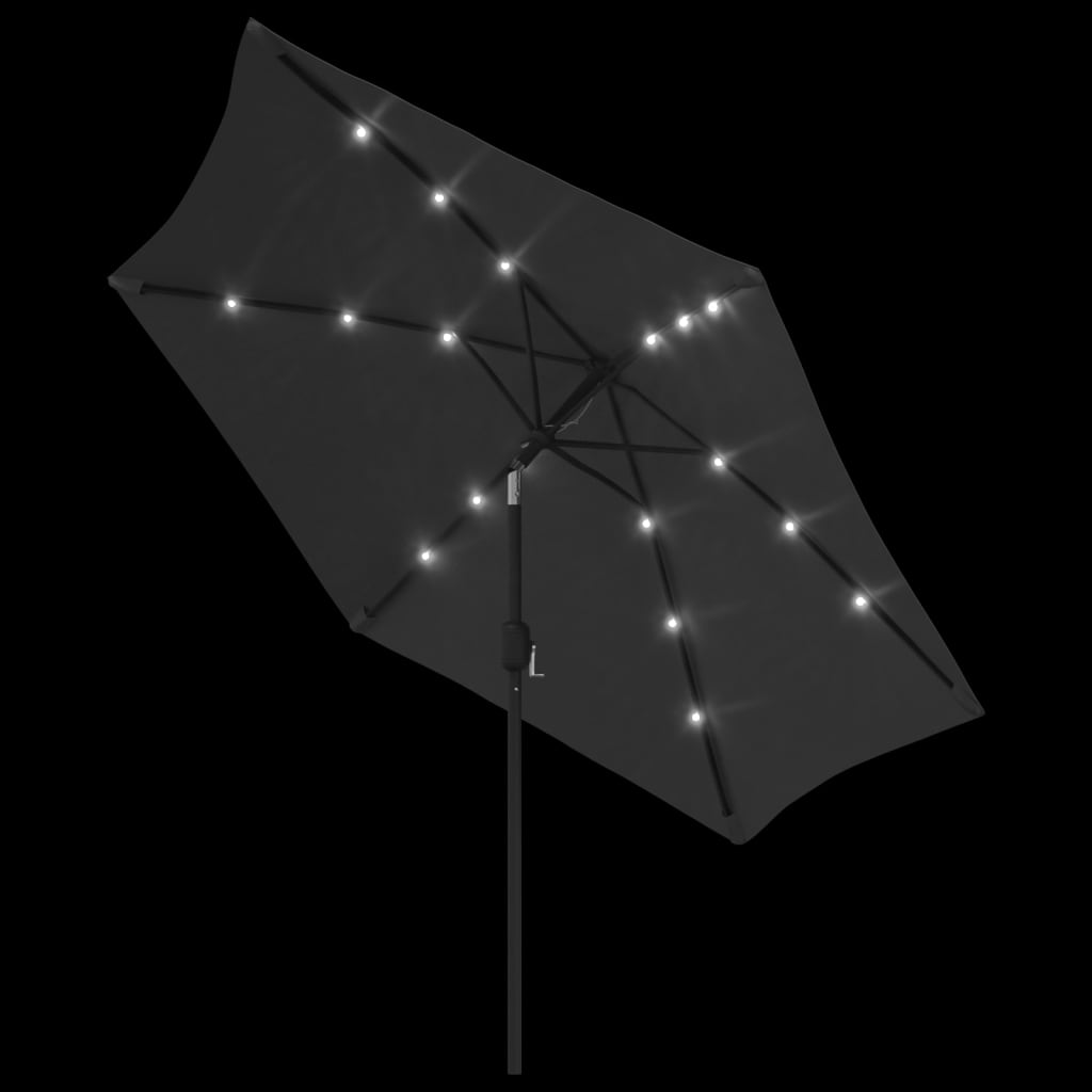 Parasol met LED-verlichting en stalen paal 300 cm