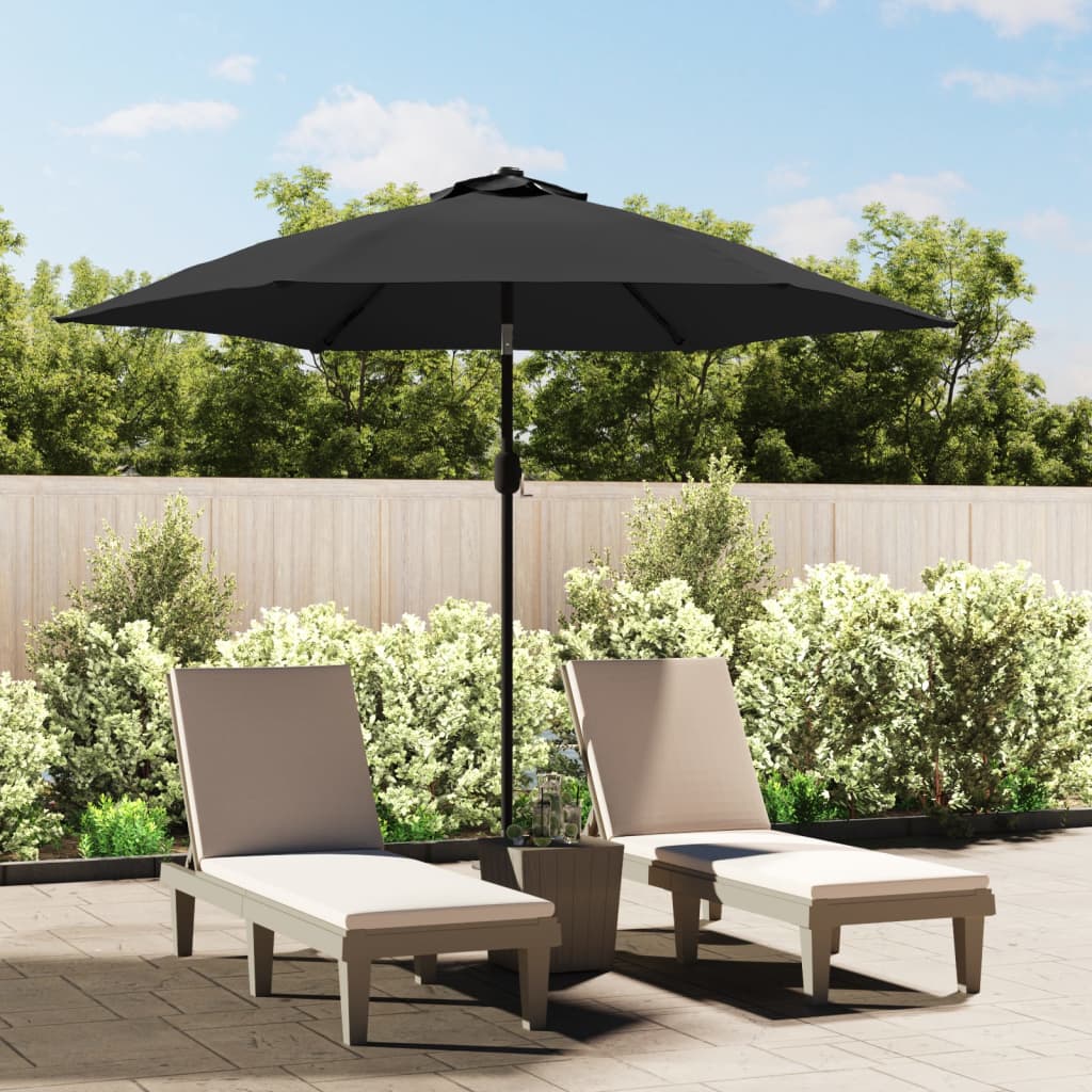 Parasol met LED-verlichting en stalen paal 300 cm