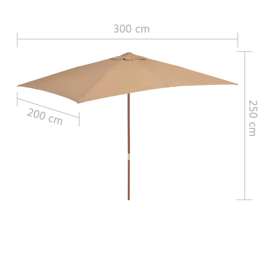 Parasol met houten paal 200x300 cm