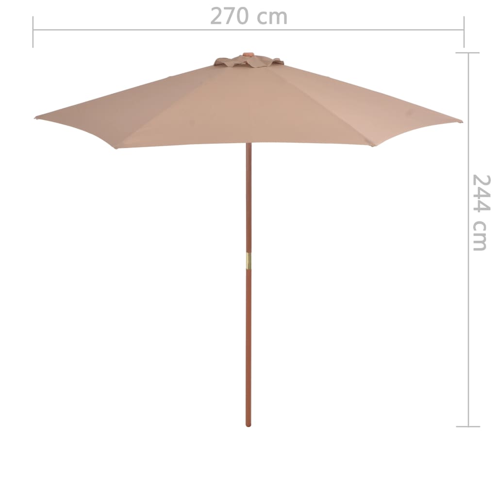 Parasol met houten paal 270 cm