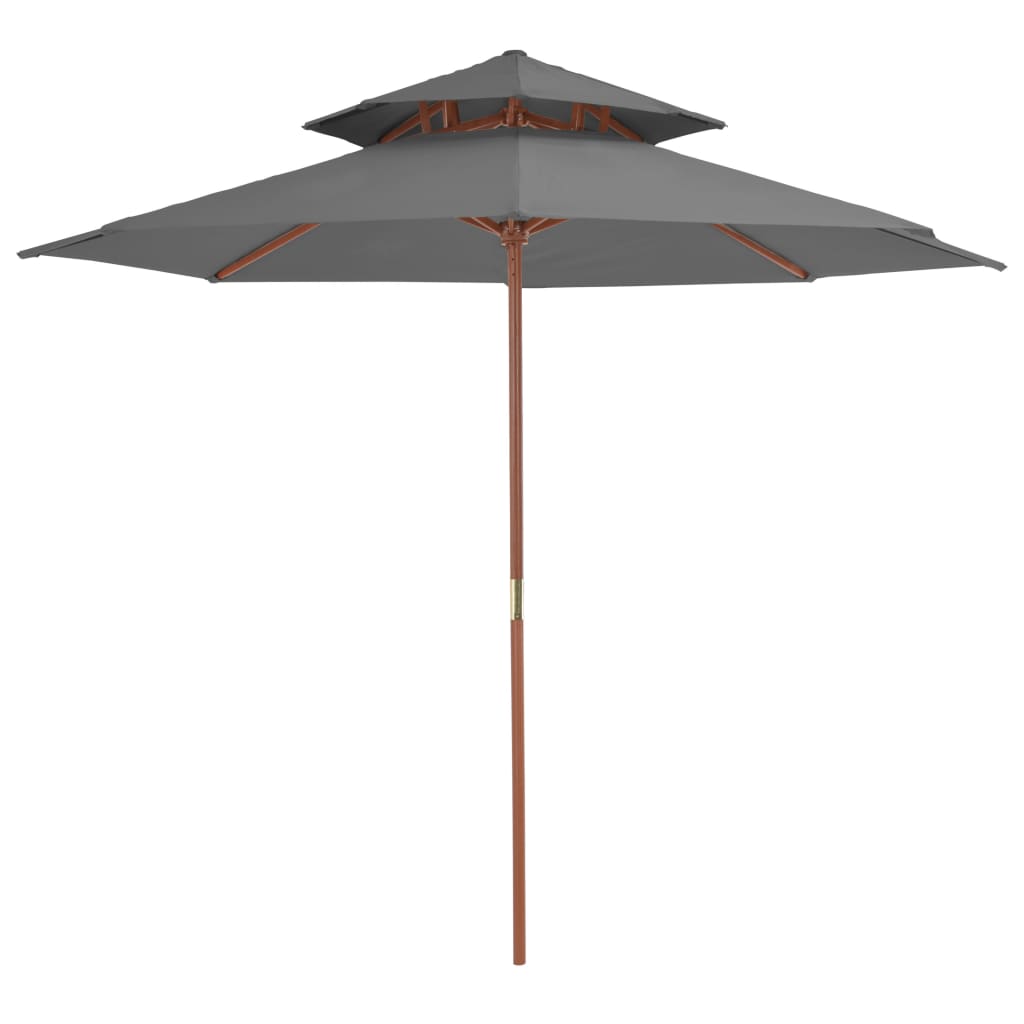 Parasol dubbeldekker met houten paal 270 cm