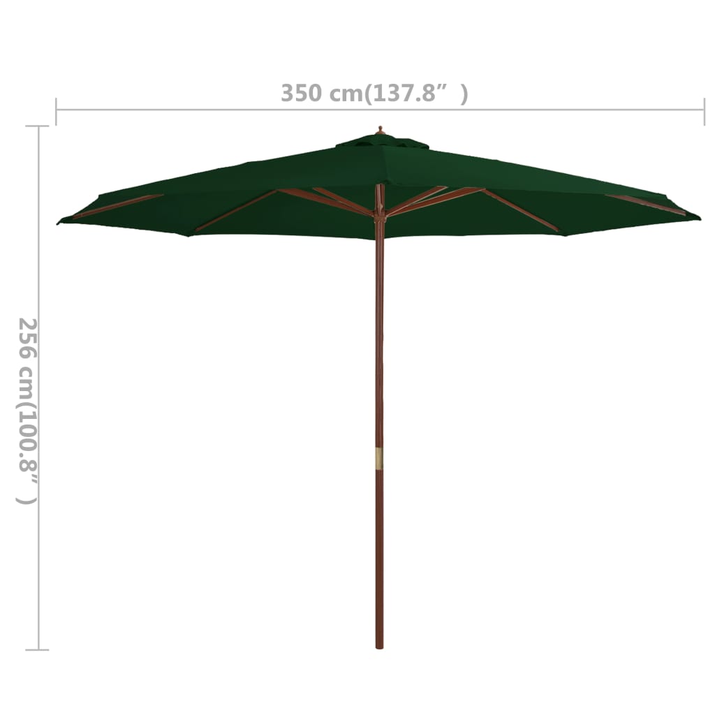 Parasol met houten paal 350 cm