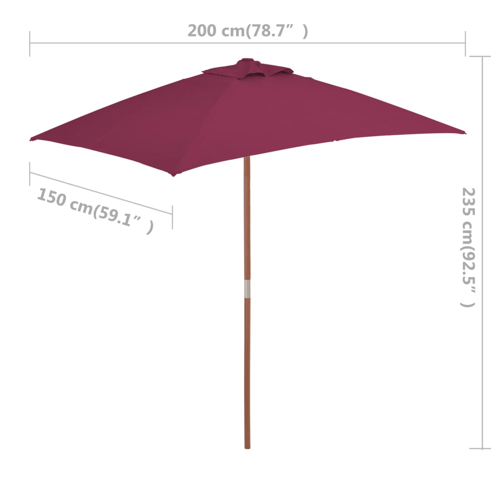 Parasol met houten paal 150x200 cm