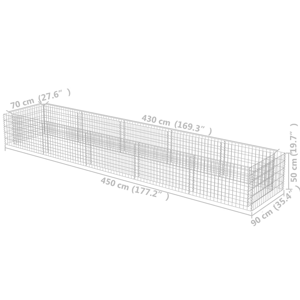 Gabion plantenbak verhoogd 90x90x100 cm gegalvaniseerd staal