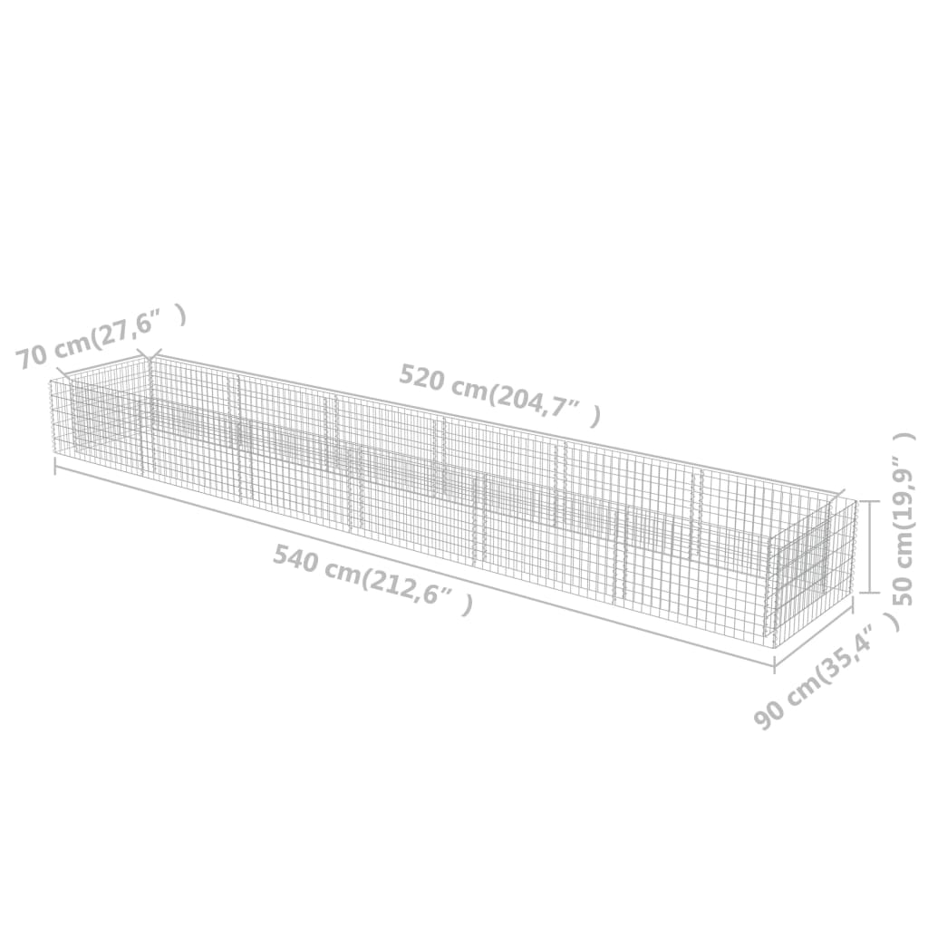 Gabion plantenbak verhoogd 360x50x50 cm gegalvaniseerd staal