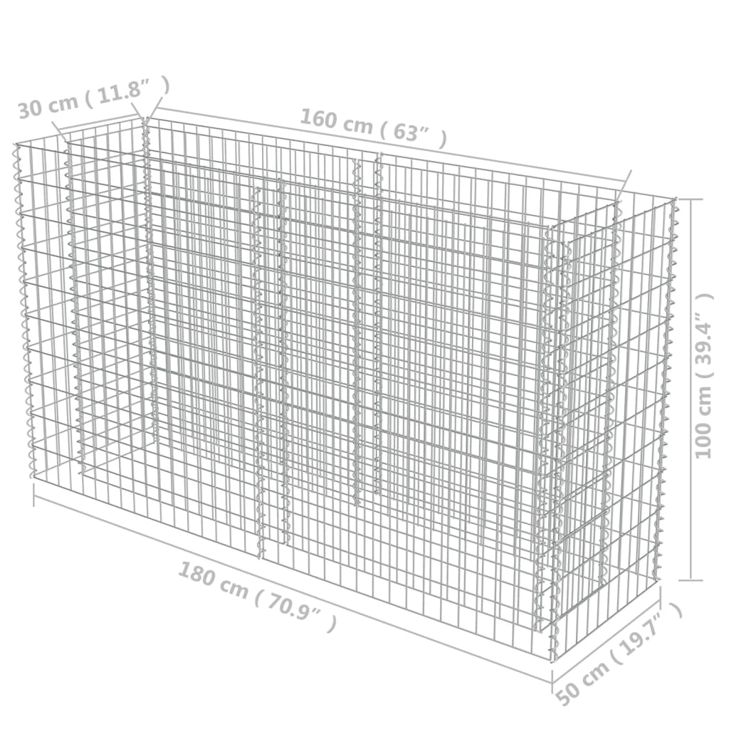 Gabion plantenbak verhoogd 360x50x50 cm gegalvaniseerd staal