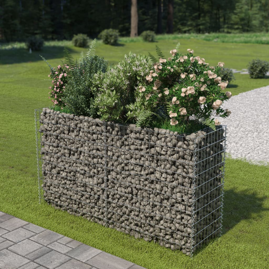 Gabion plantenbak verhoogd 360x50x50 cm gegalvaniseerd staal