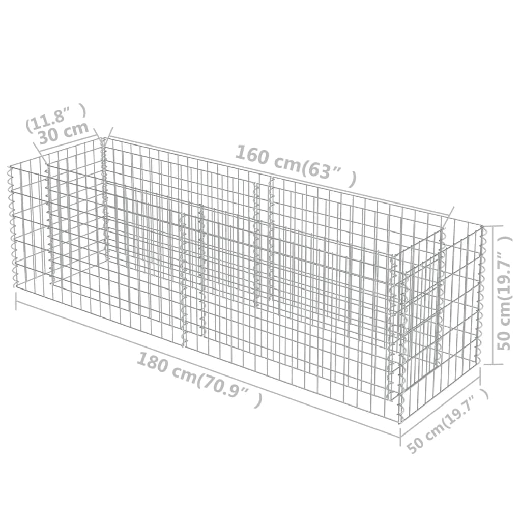 Gabion plantenbak verhoogd 360x50x50 cm gegalvaniseerd staal