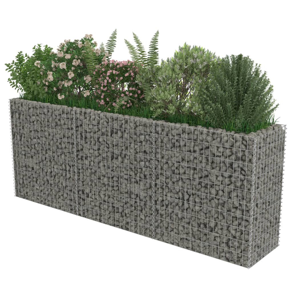 Gabion plantenbak verhoogd 90x90x100 cm gegalvaniseerd staal