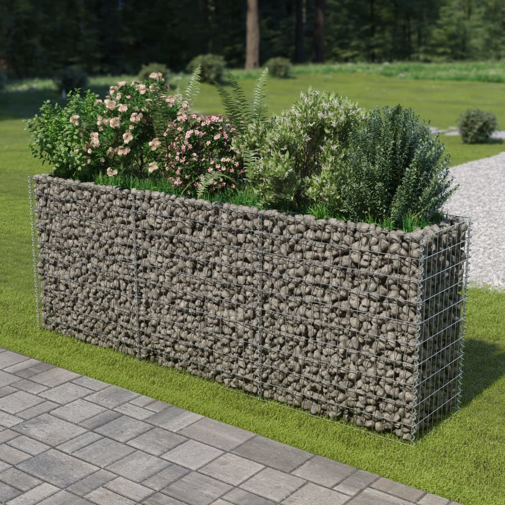 Gabion plantenbak verhoogd 360x50x50 cm gegalvaniseerd staal