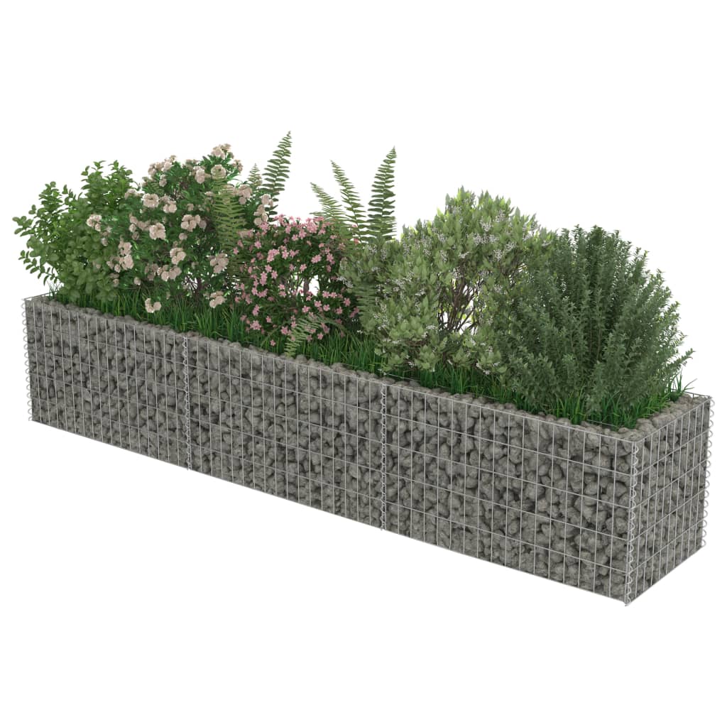 Gabion plantenbak verhoogd 360x50x50 cm gegalvaniseerd staal