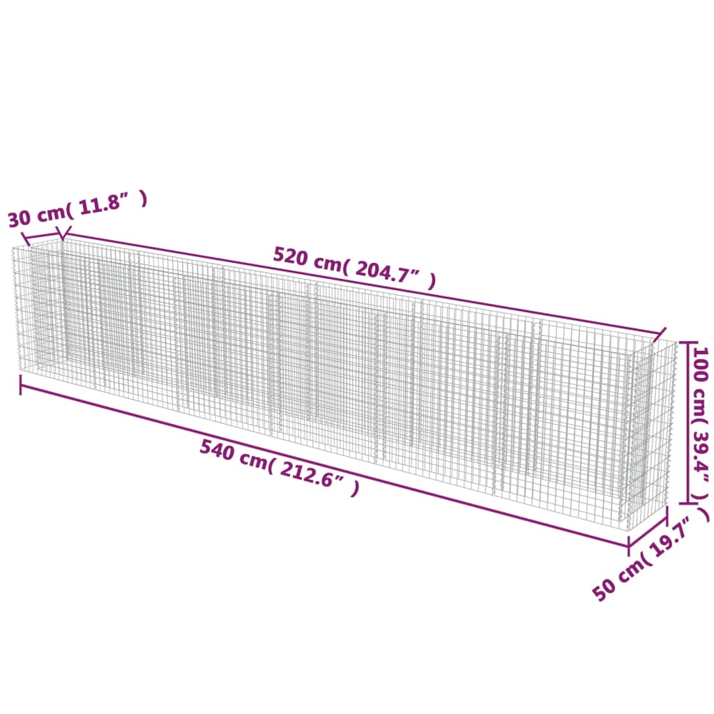 Gabion plantenbak verhoogd 90x90x100 cm gegalvaniseerd staal