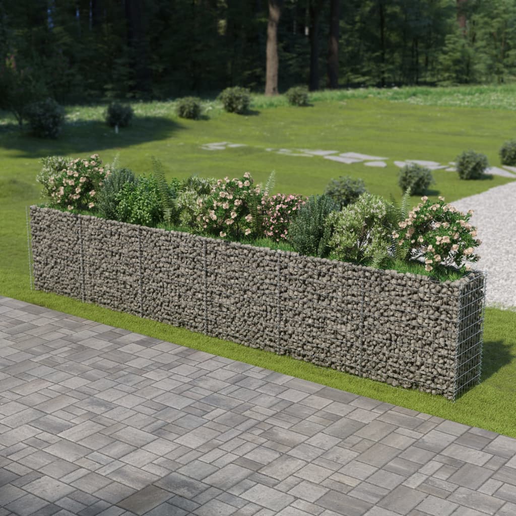 Gabion plantenbak verhoogd 360x50x50 cm gegalvaniseerd staal