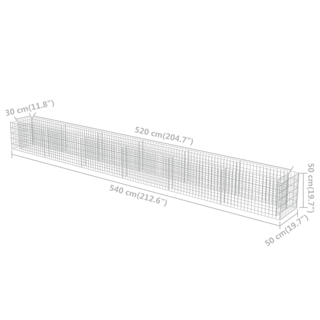 Gabion plantenbak verhoogd 360x50x50 cm gegalvaniseerd staal