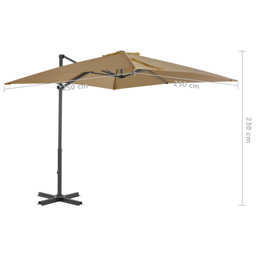 Zweefparasol met aluminium paal 300 cm zandkleurig