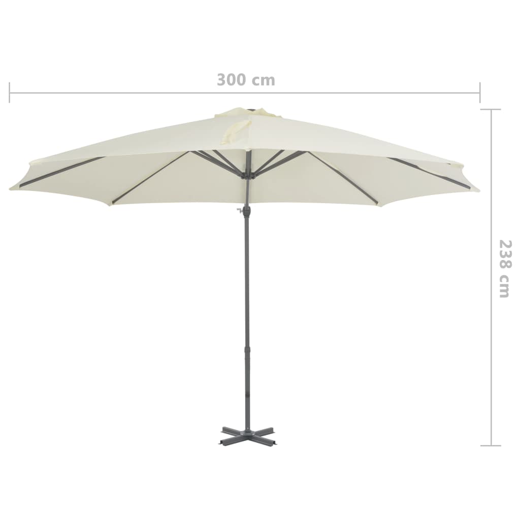 Zweefparasol met aluminium paal 300 cm zandkleurig