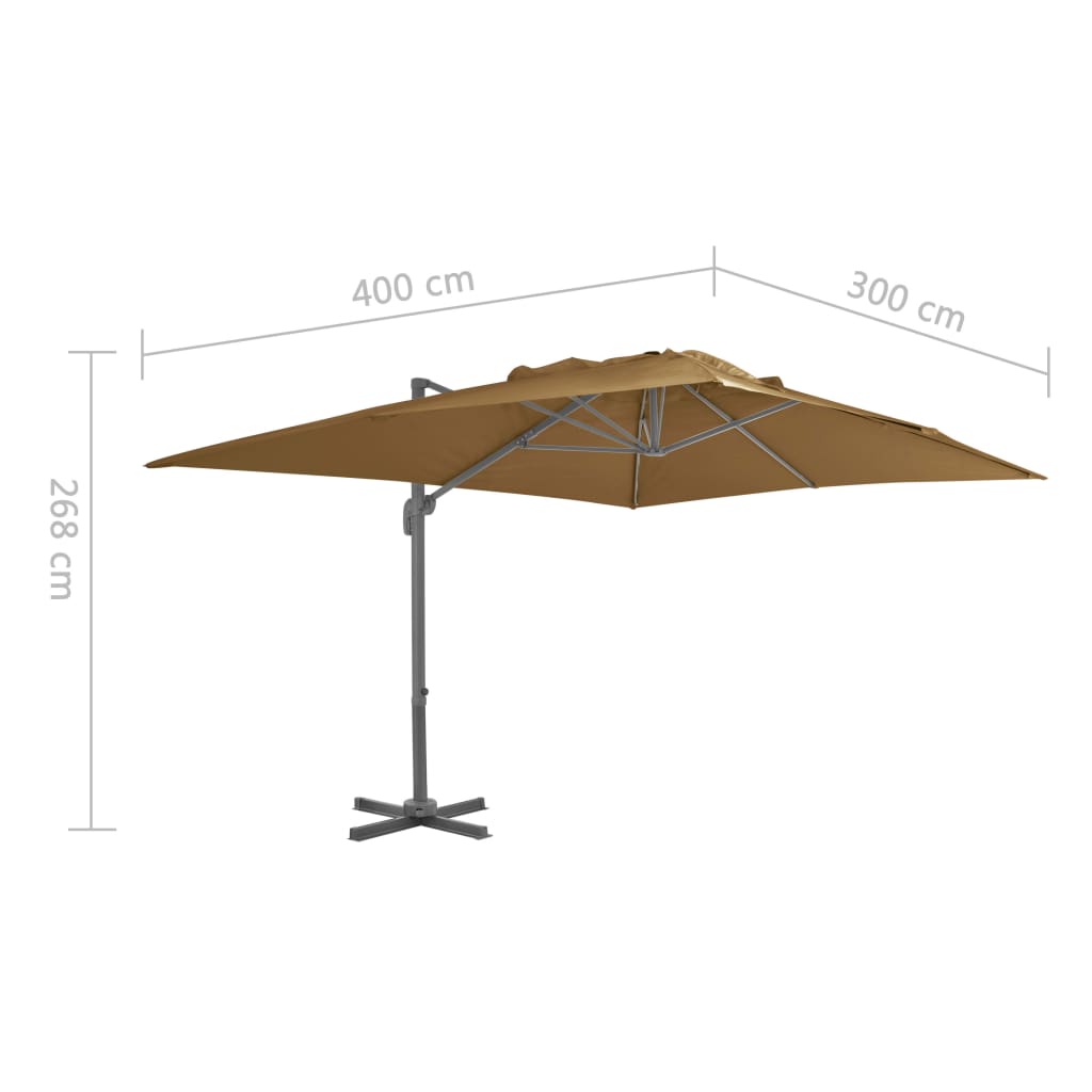 Zweefparasol met aluminium paal 400x300 cm groen