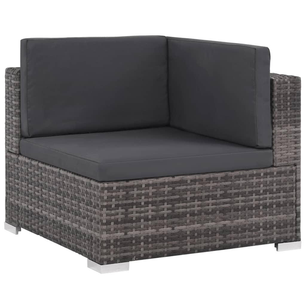 7-delige Loungeset met kussens poly rattan