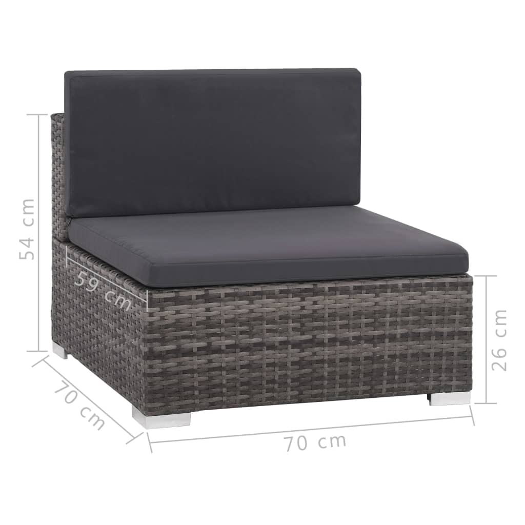 7-delige Loungeset met kussens poly rattan