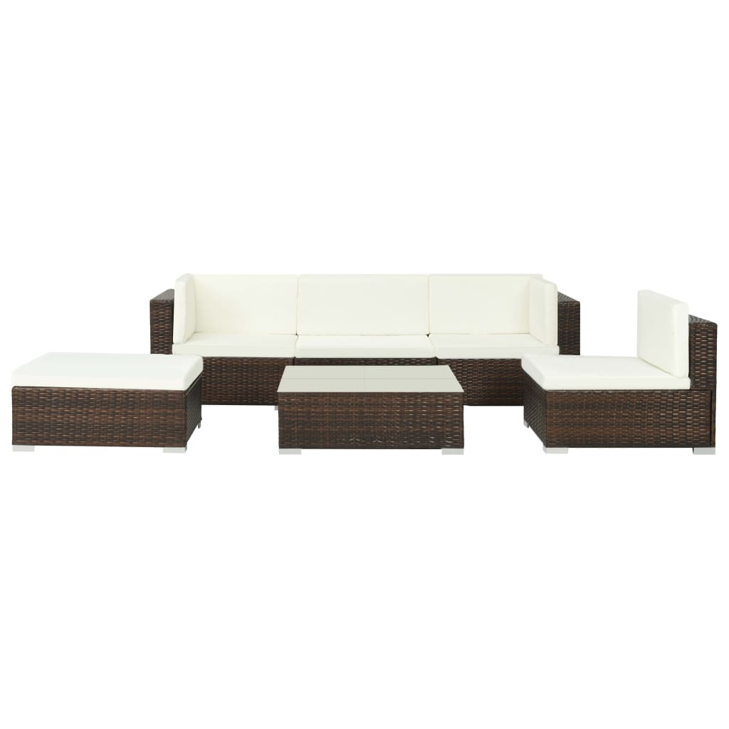 6-delige Loungeset met kussens poly rattan