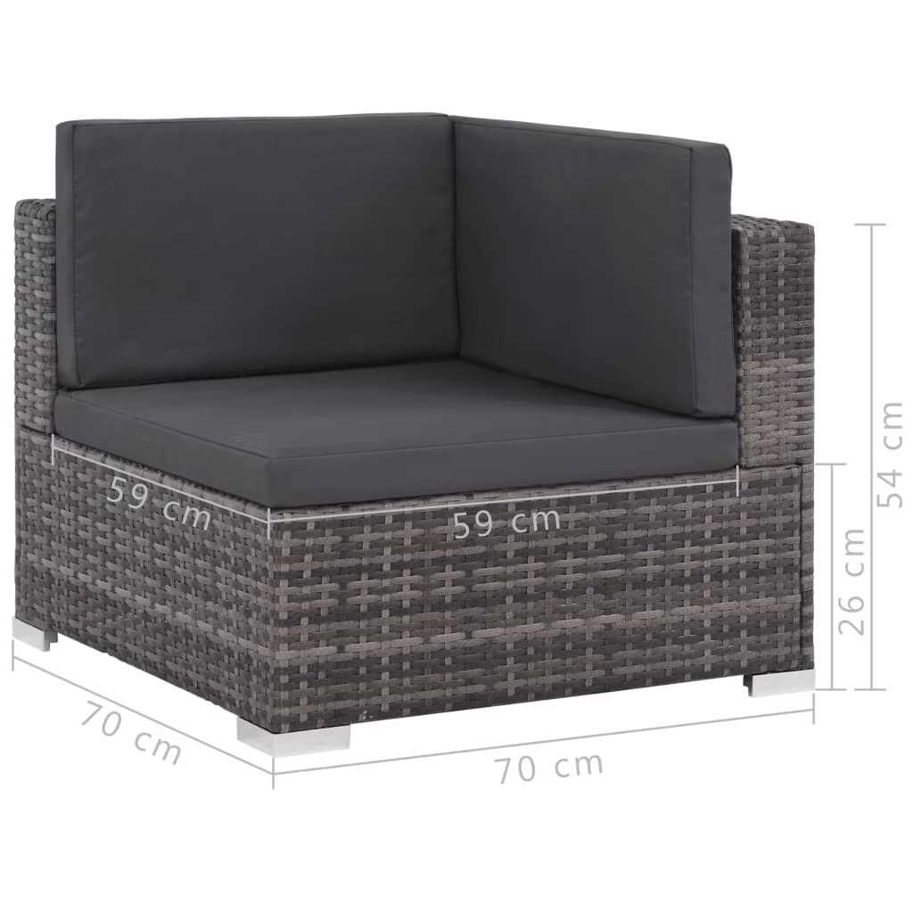 6-delige Loungeset met kussens poly rattan