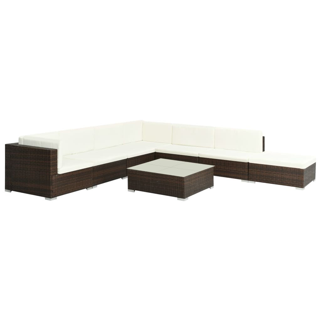 8-delige Loungeset met kussens poly rattan