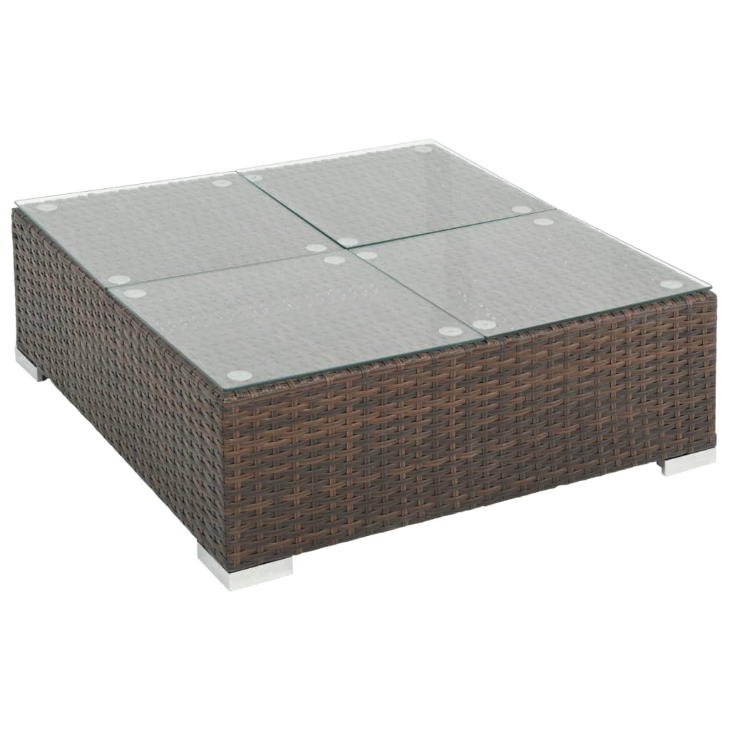 8-delige Loungeset met kussens poly rattan bruin