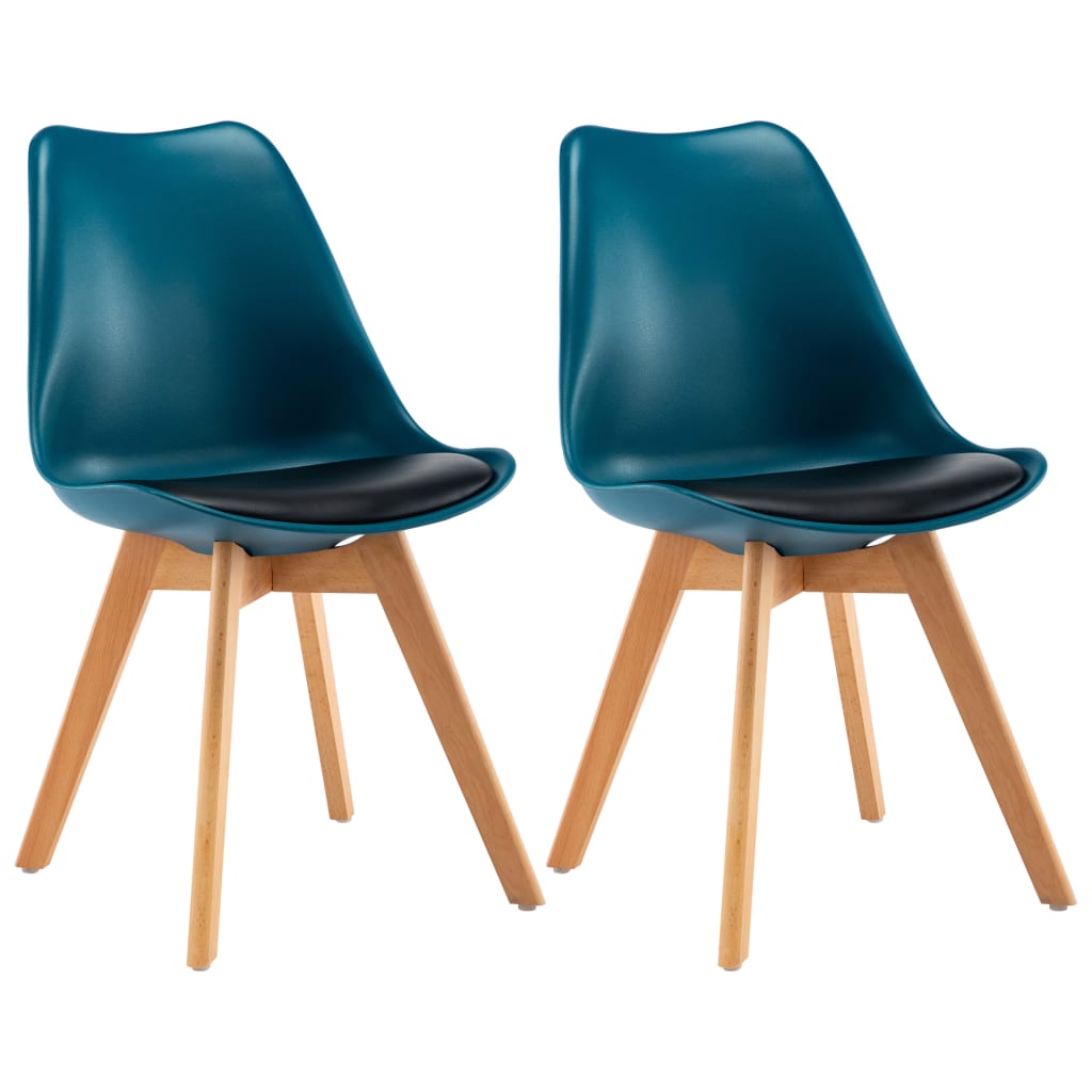 Eetkamerstoelen 2 st kunstleer turquoise en zwart