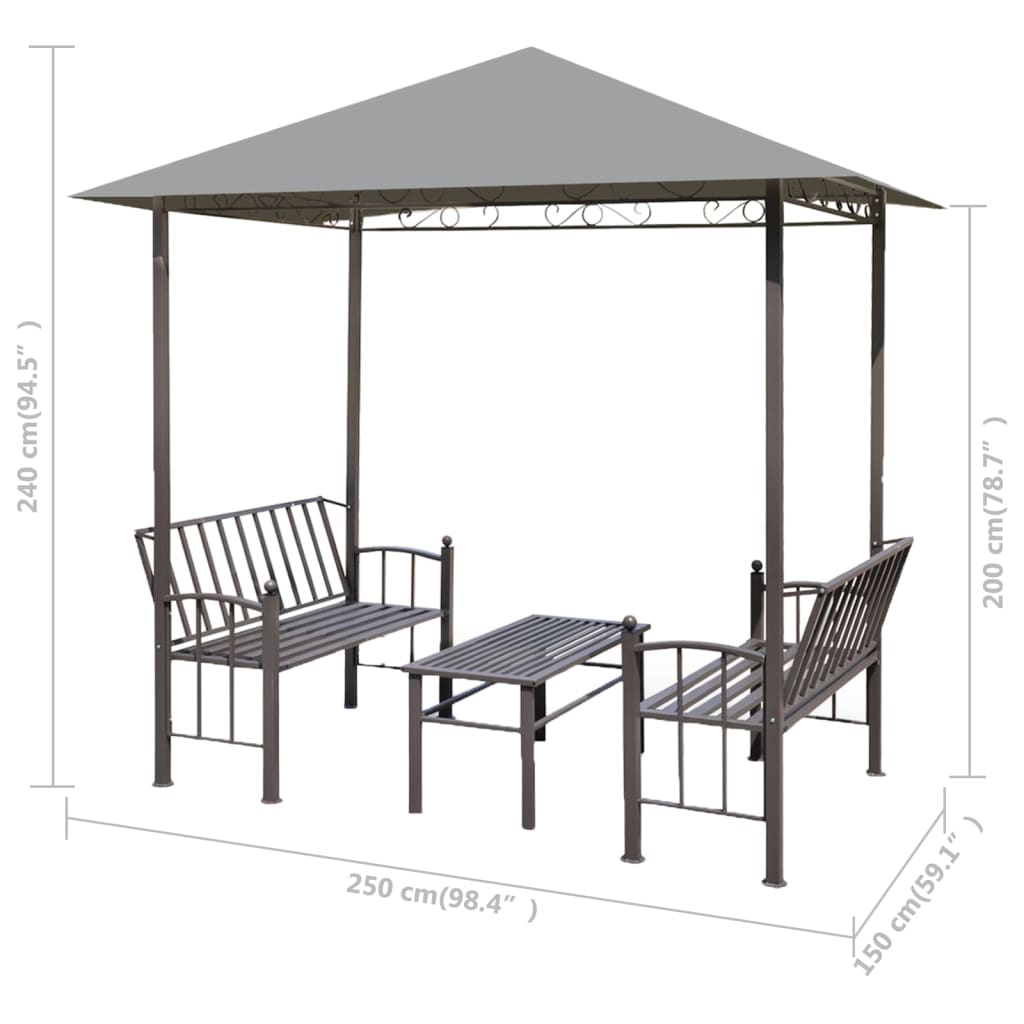 Tuinpaviljoen met tafel en bankjes 180 g/m² 2,5x1,5x2,4 m