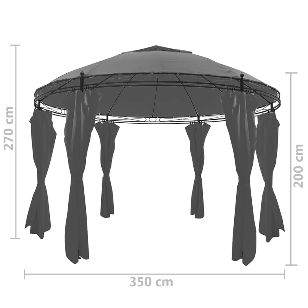 Prieel met gordijnen rond 3,5x2,7 m