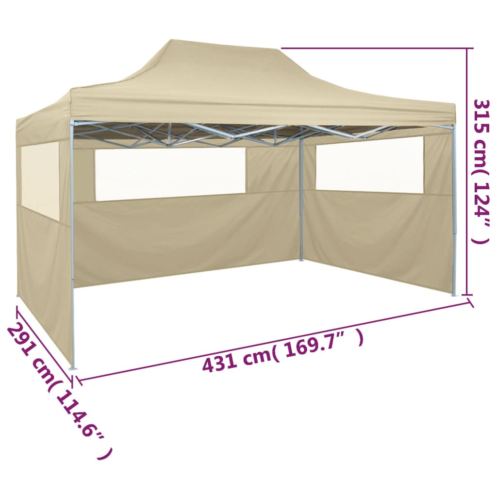 Vouwtent met 3 wanden 3x4,5 m