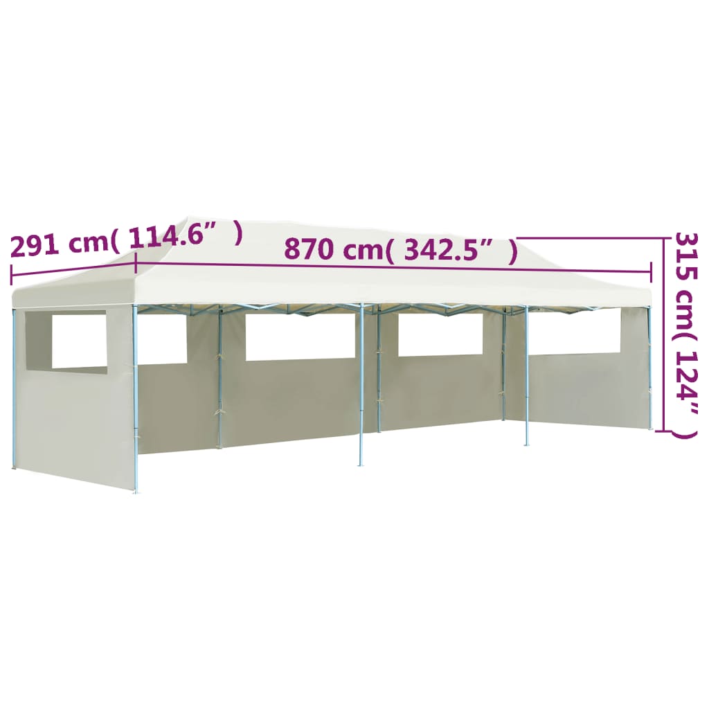 Vouwtent pop-up met 5 zijwanden 3x9 m