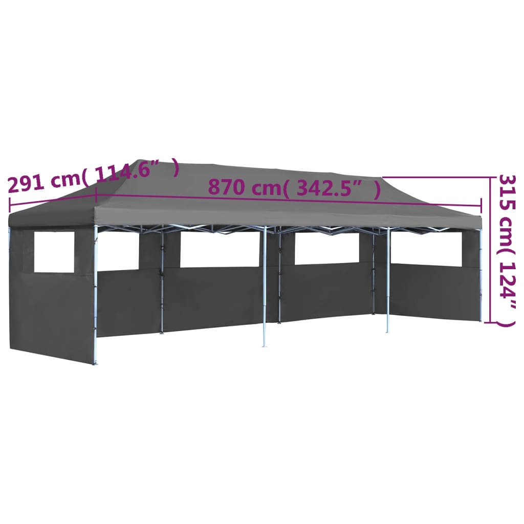 Vouwtent pop-up met 5 zijwanden 3x9 m