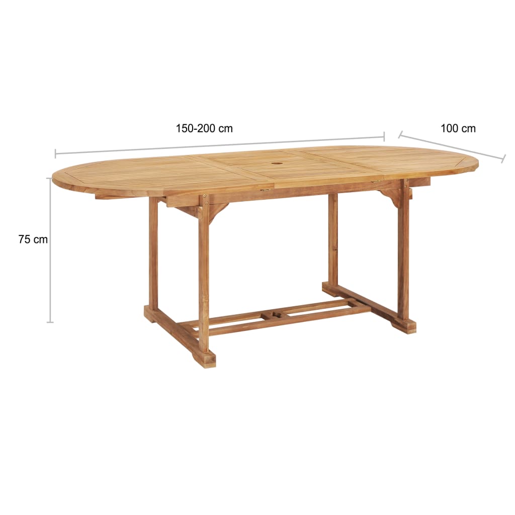 Tuintafel verlengbaar 150-200x100x75 cm massief teakhout