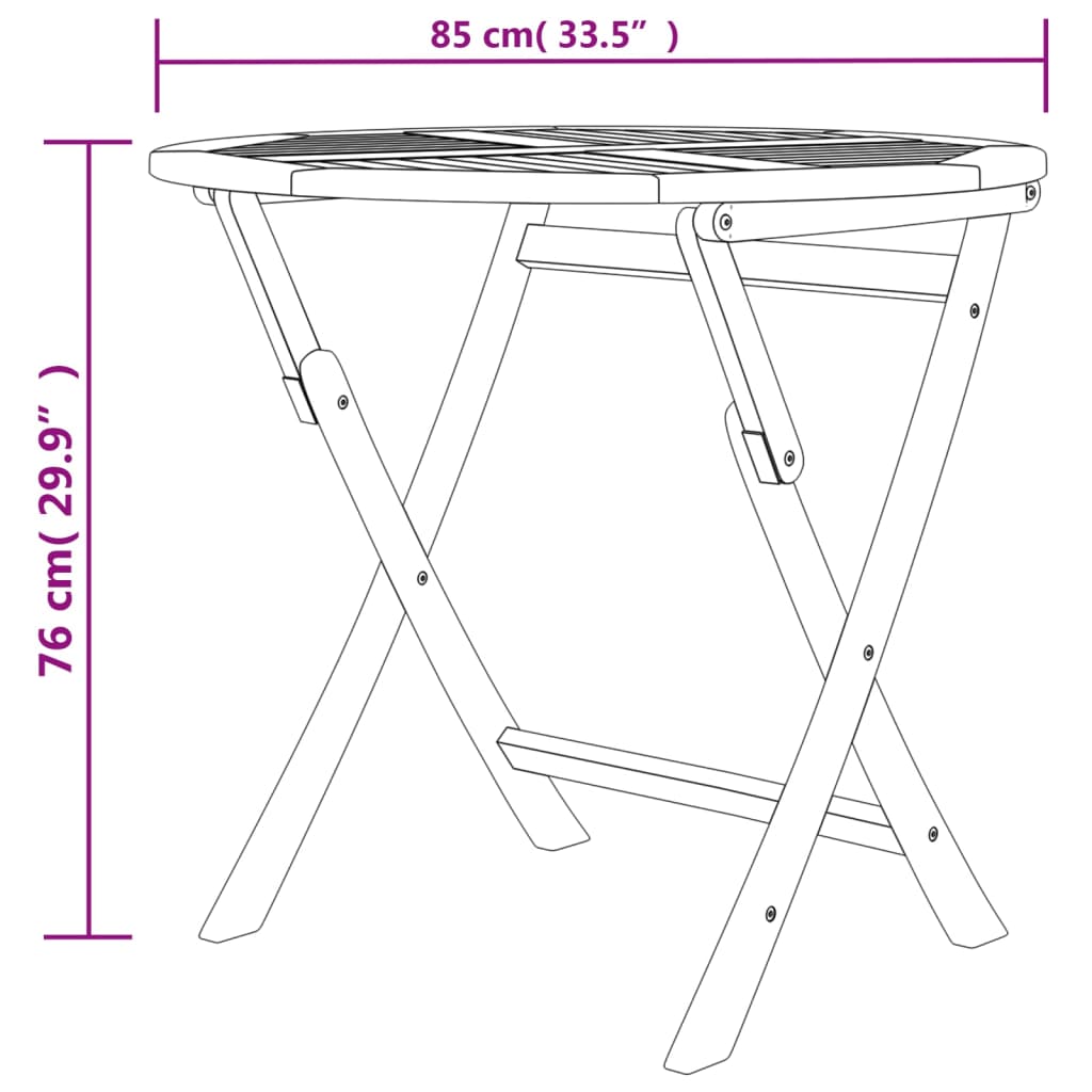 Tuintafel inklapbaar 85x76 cm massief teakhout