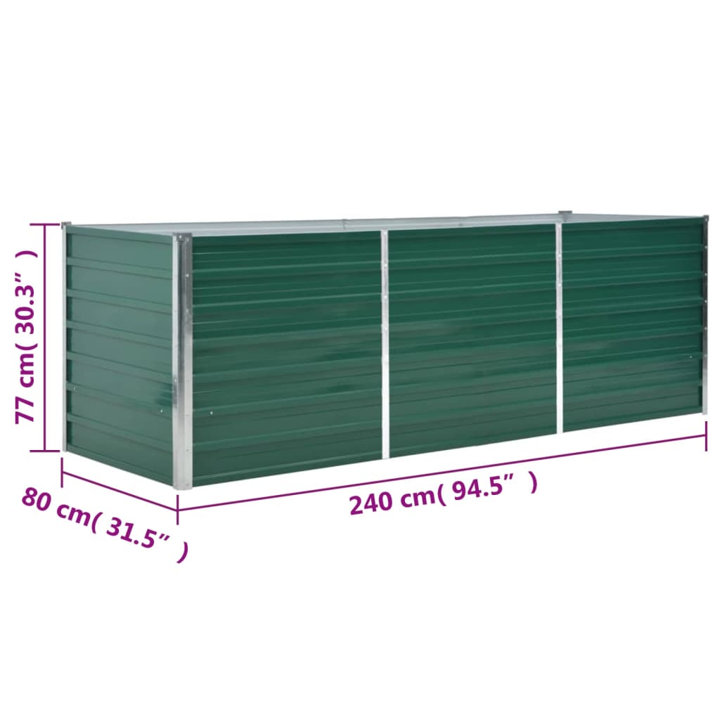 Plantenbak verhoogd 320x80x45 cm gegalvaniseerd staal groen