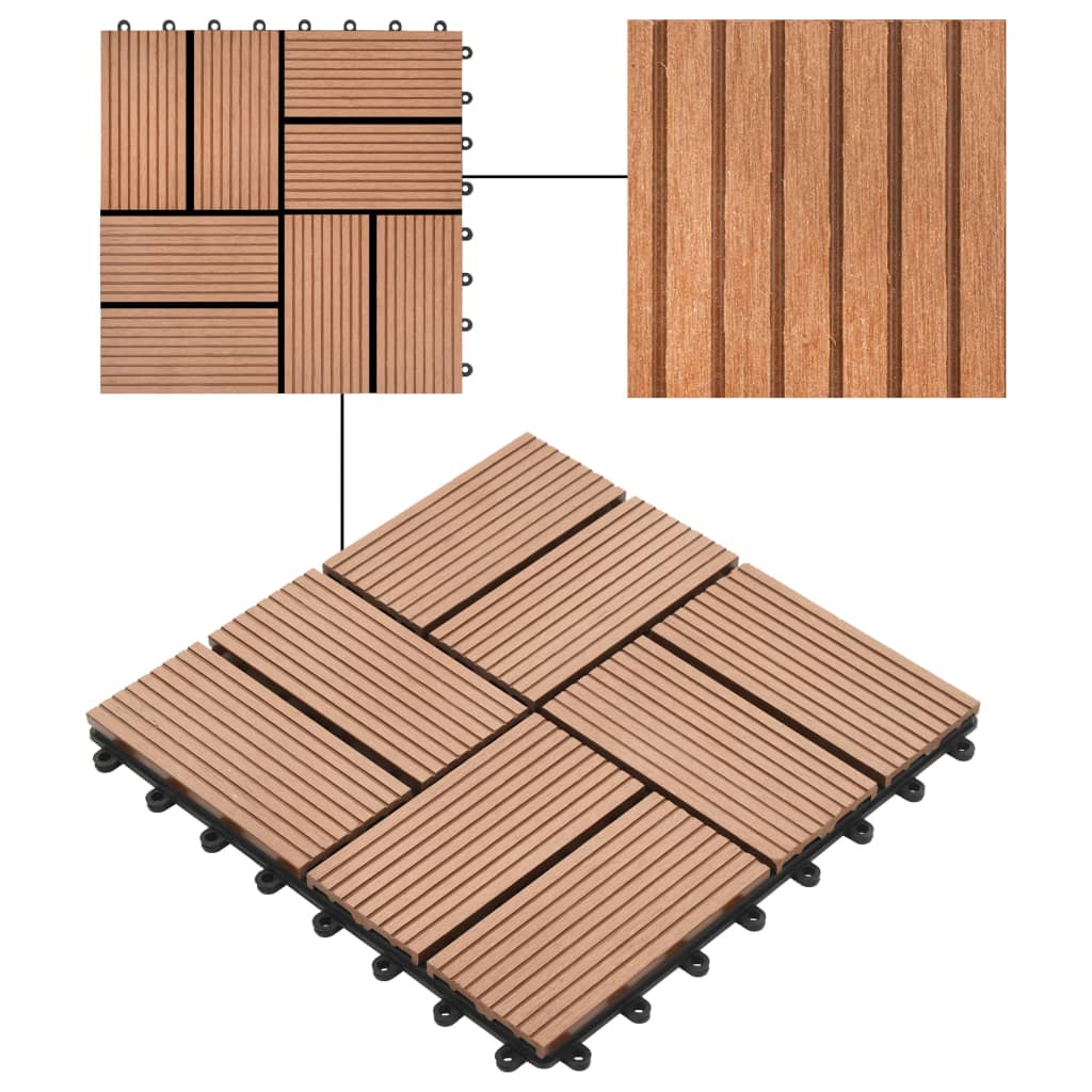 WPC Tegels 30x30cm 11 stuks 1m2 bruin