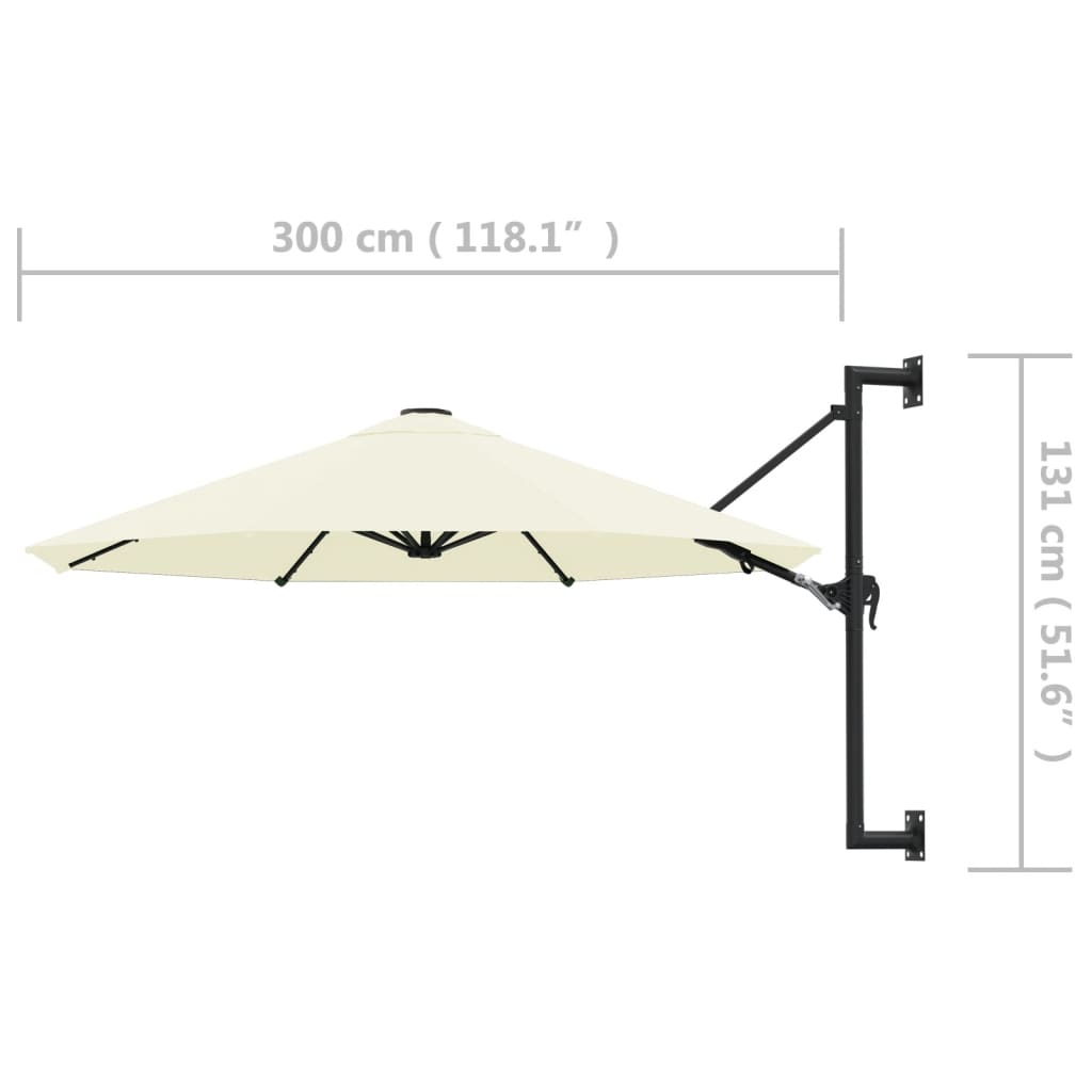 Wandparasol met metalen paal 300 cm terracottakleurig