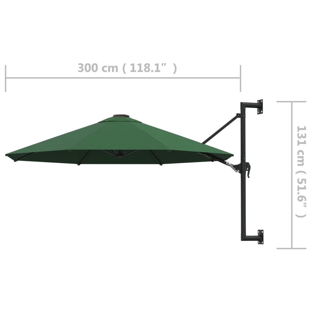 Wandparasol met metalen paal 300 cm terracottakleurig