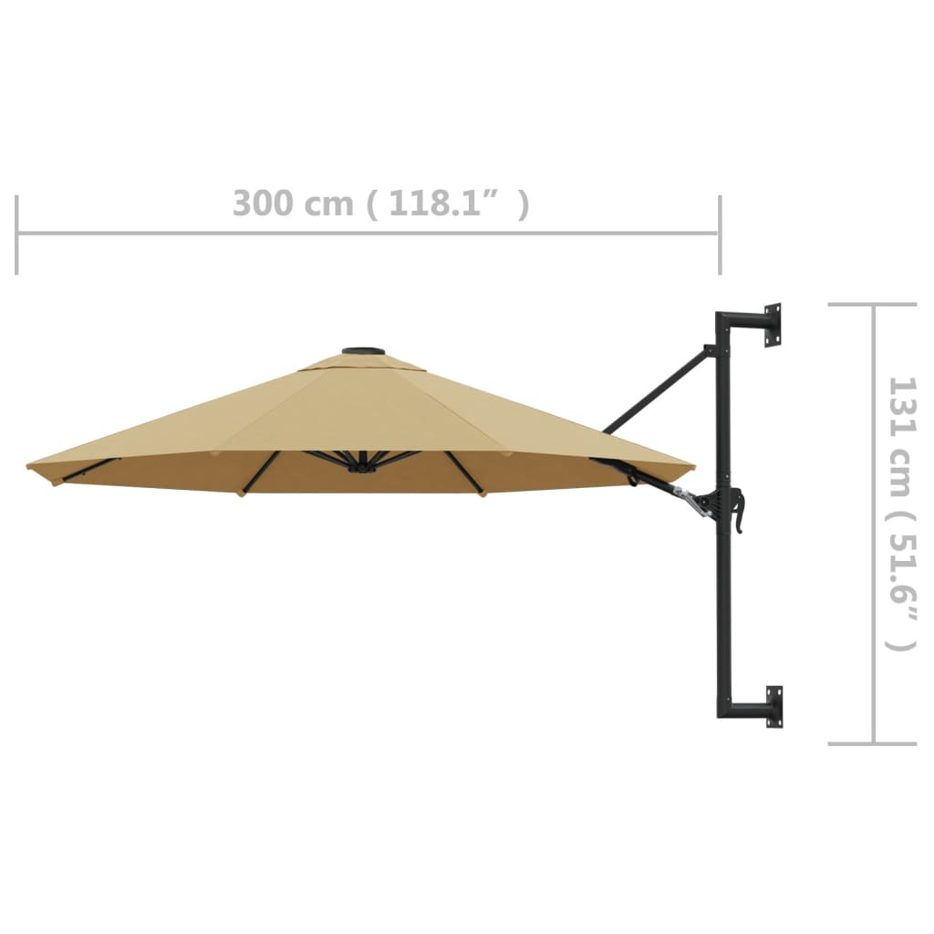 Wandparasol met metalen paal 300 cm terracottakleurig