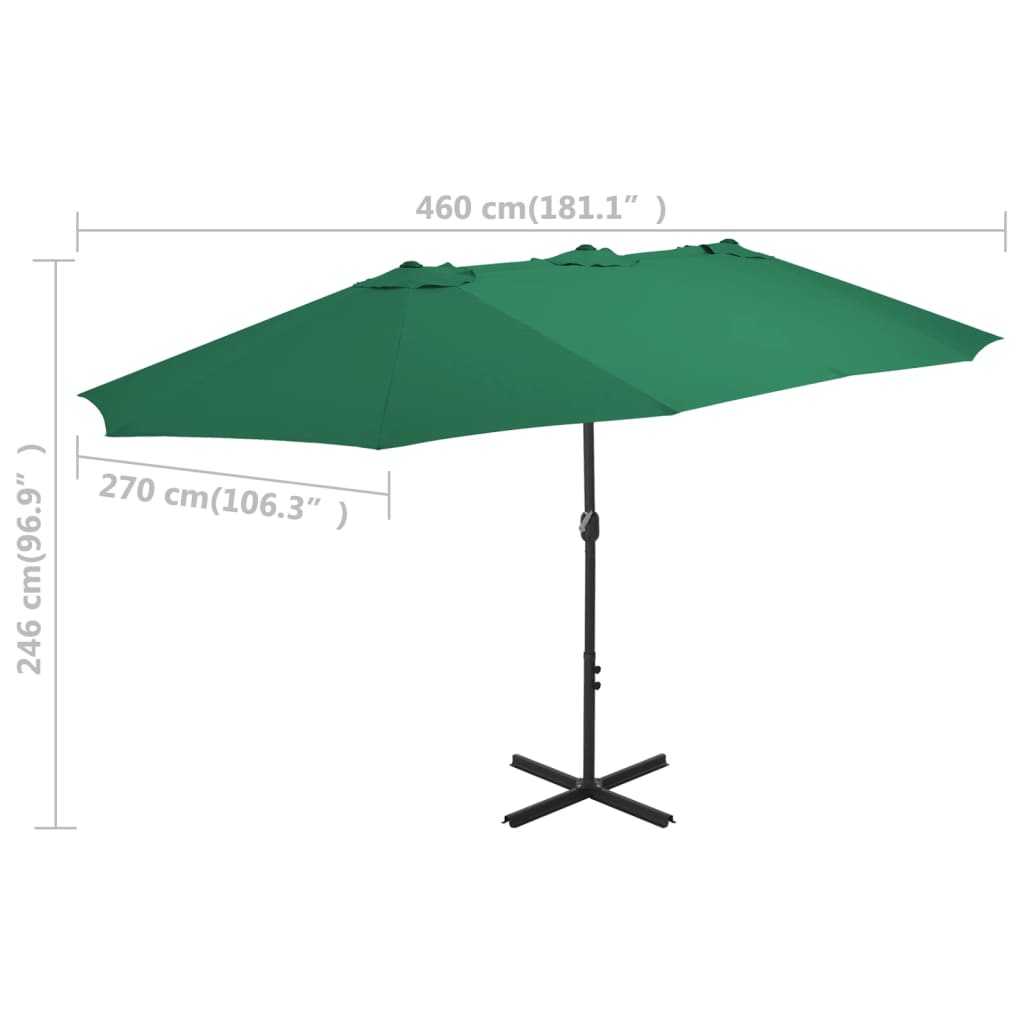 Parasol met aluminium paal 460x270 cm groen