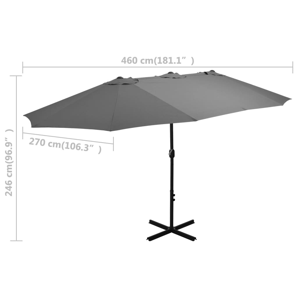 Parasol met aluminium paal 460x270 cm groen