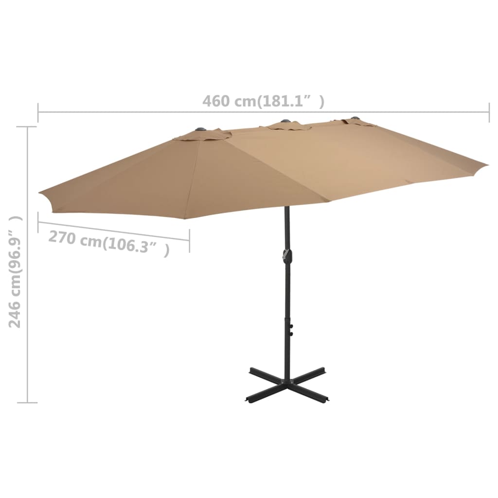 Parasol met aluminium paal 460x270 cm zandkleurig