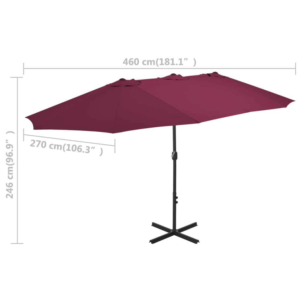 Parasol met aluminium paal 460x270 cm