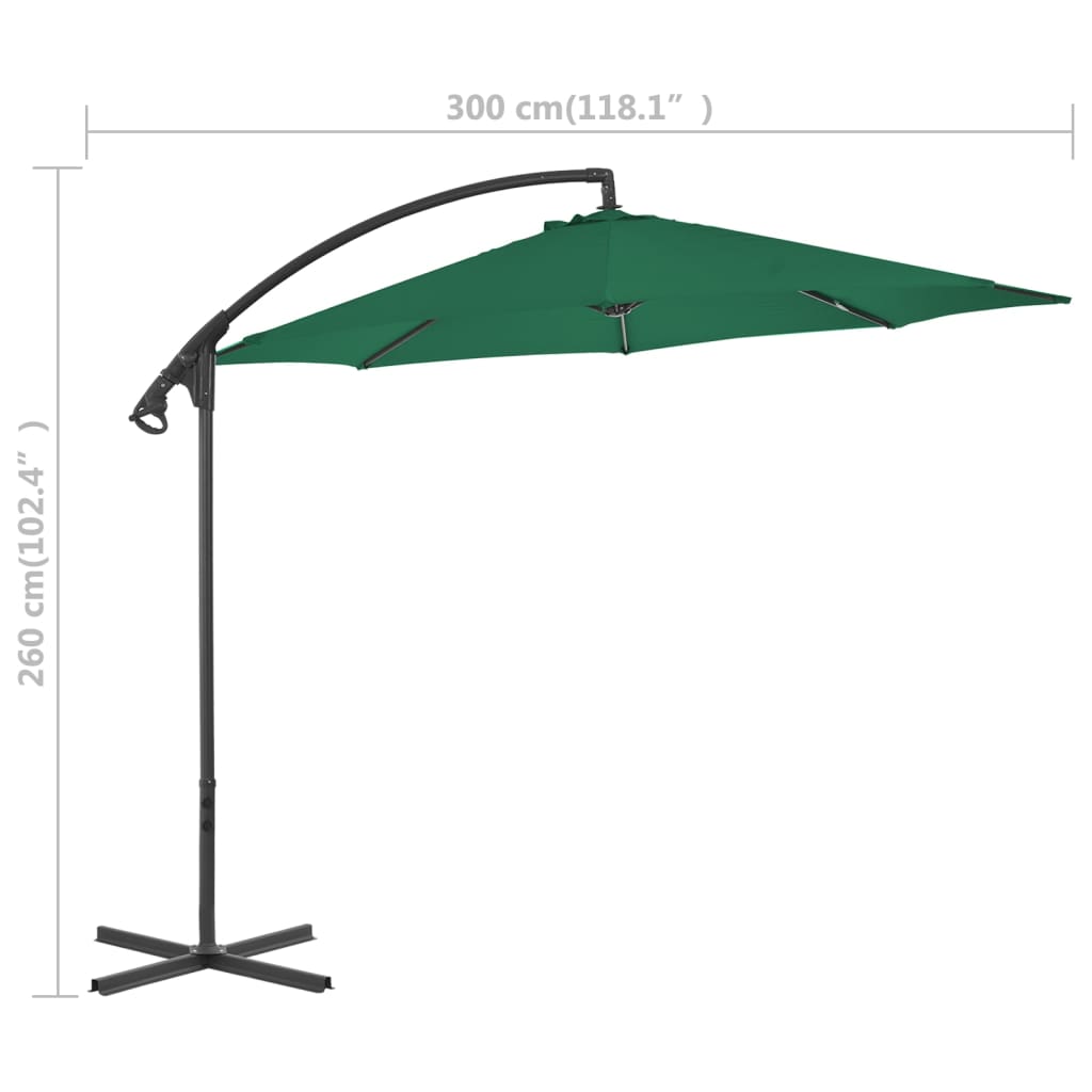 Zweefparasol met stalen paal 300 cm azuurblauw