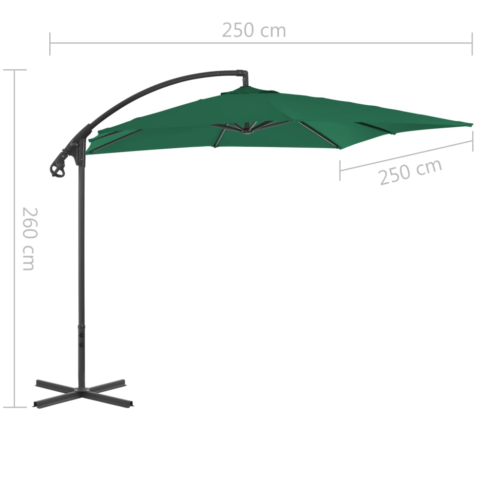 Zweefparasol met stalen paal 250x250 cm