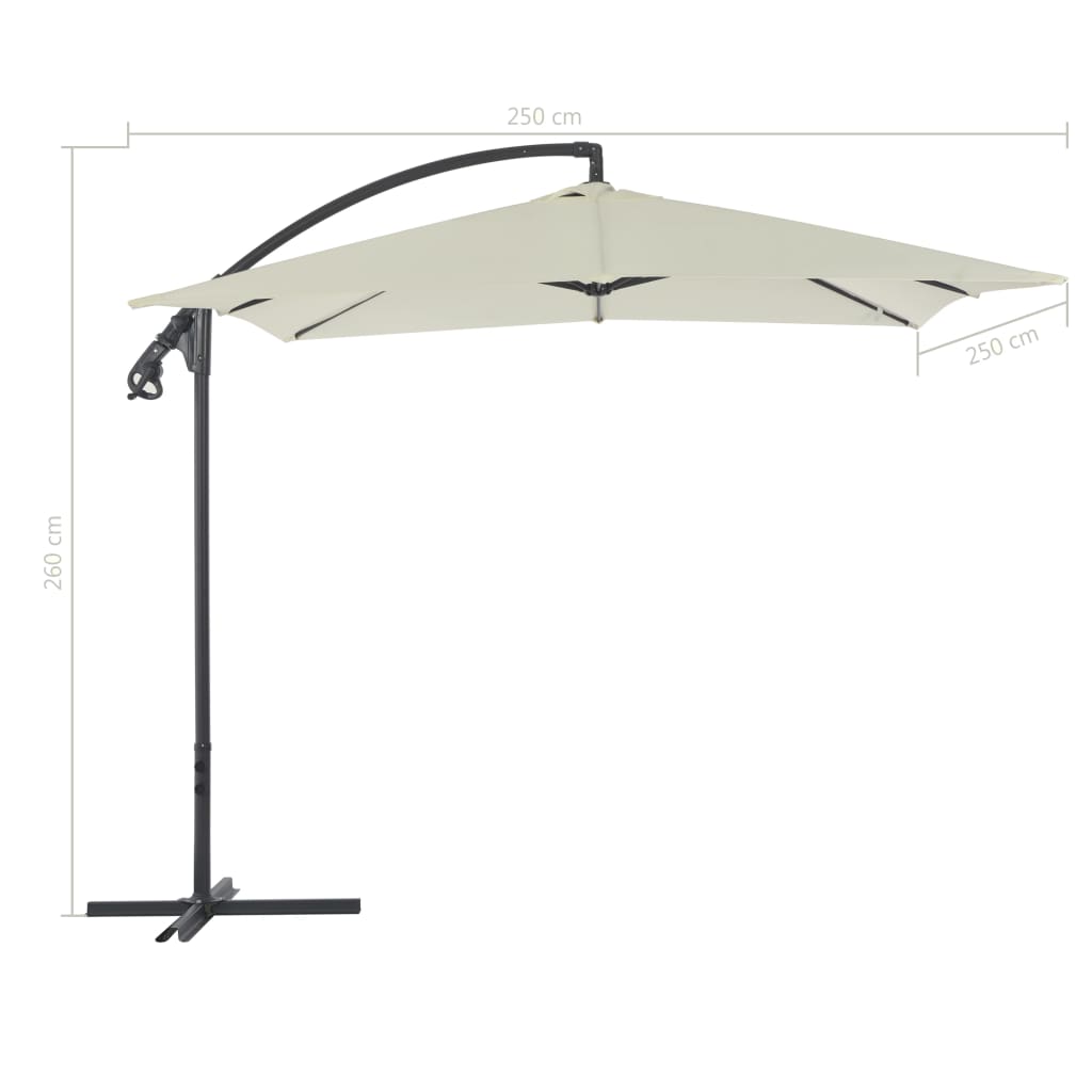 Zweefparasol met stalen paal 250x250 cm