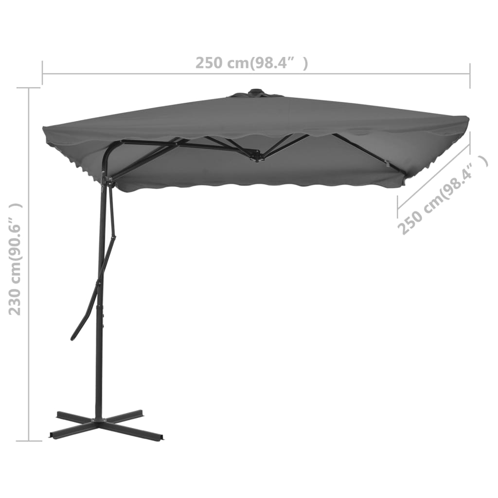 Parasol met stalen paal 250x250x230 cm