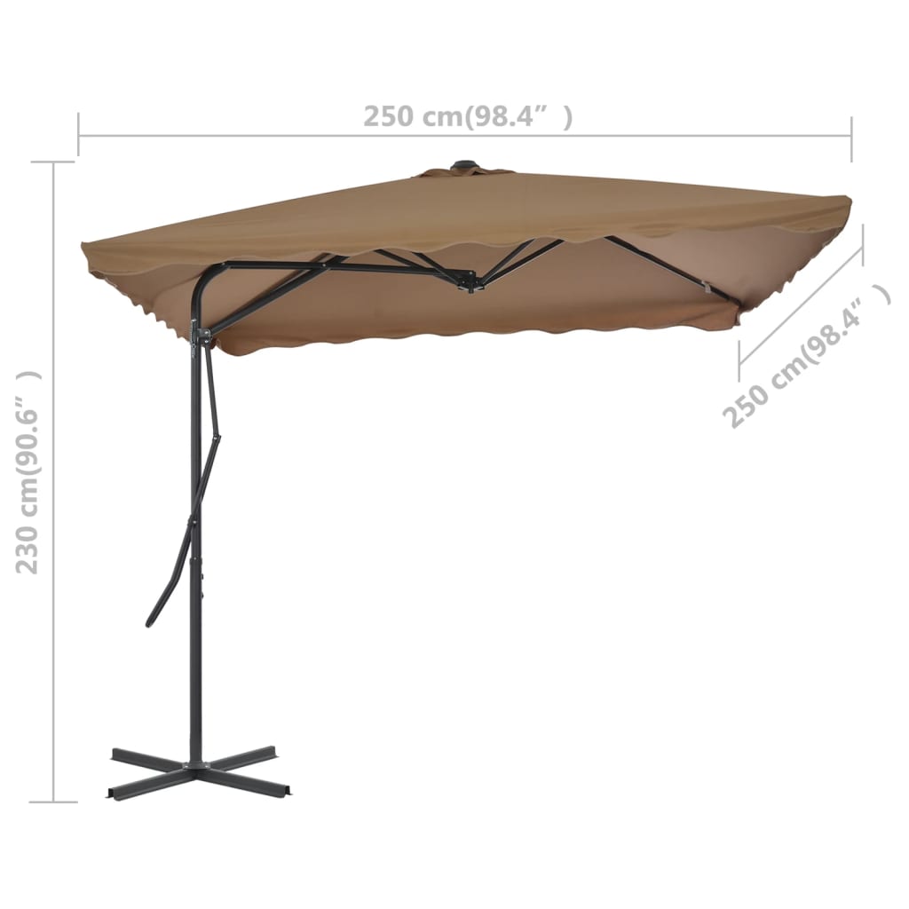 Parasol met stalen paal 250x250x230 cm